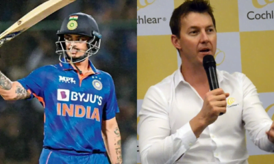 Ishan Kishan and Brett Lee (Source - Twitter)