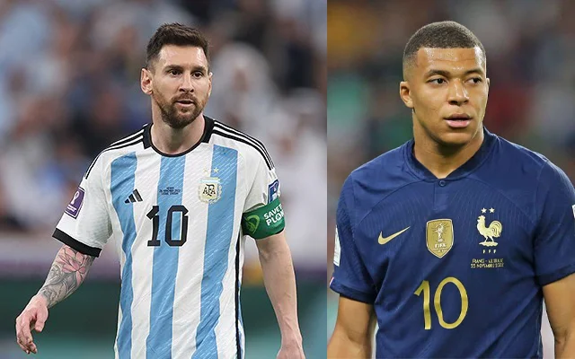 Lionel Messi (left) and Kylian Mbappe (right)