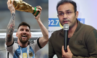 Lionel Messi (left) and Virender Sehwag (right)