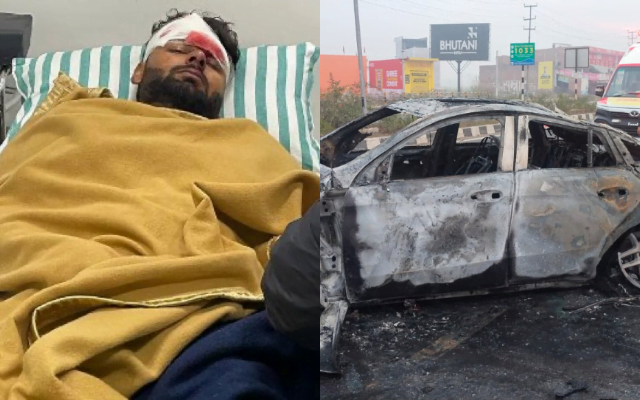 Rishabh Pant hospitalisesd (left) and Rishabh Pant's car (right)