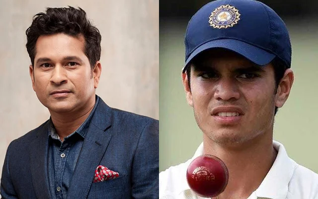 Sachin Tendulkar (left) and Arjun Tendulkar (right)