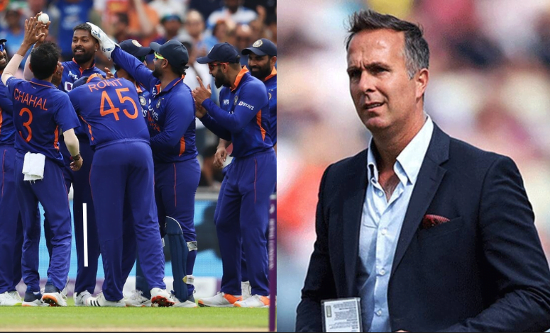 Indian Cricket Team (left) and Michael Vaughan (right)