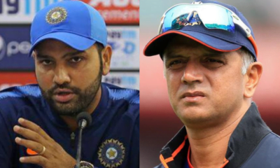 Rohit Sharma (left) and Rahul Dravid (right)