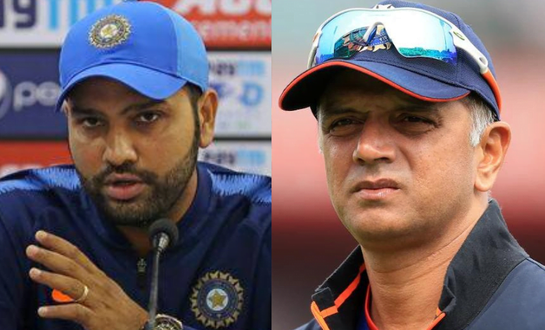 Rohit Sharma (left) and Rahul Dravid (right)