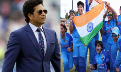 Sachin Tendulkar (left) and U19 WC winning Women's Cricket Team (right)