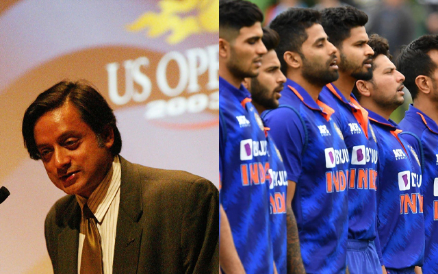 Shashi Tharoor (left) and Indian Cricket Team (right)