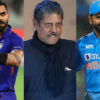 Virat Kohli (left), Kapil Dev (middle), and Rohit Sharma (right)