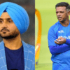 Harbhajan Singh (left) and Rahul Dravid (right)