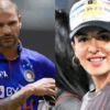 Shikhar Dhawan (left) and Ayesha Mukherjee (right)