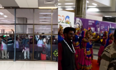 Fans at the Ahemdabad Airport