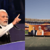 Narendra Modi (left) and Narendra Modi Stadium (right)