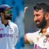 Virat Kohli (left) and Cheteshwar Pujara (right)