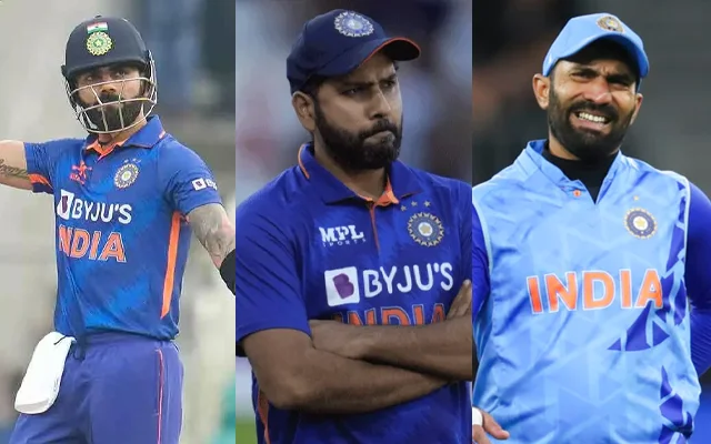 Dinesh Karthik, Rohit Sharma and Virat Kohli