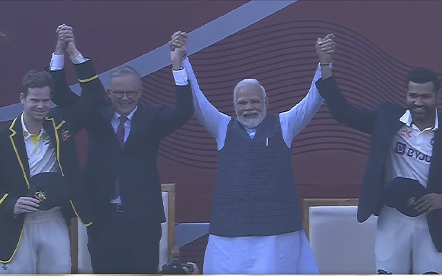 Steve Smith-PM Anthony Albanese- PM Narendra Modi-Rohit Sharma