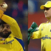 Ravindra Jadeja (left) and MS Dhoni (right)