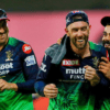 Faf du Plessis, Glenn Maxwell and Virat Kohli (Source - Twitter)