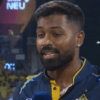 Hardik Pandya at the post-match presentation