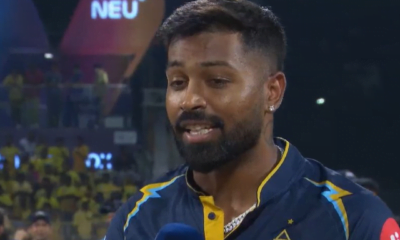 Hardik Pandya at the post-match presentation