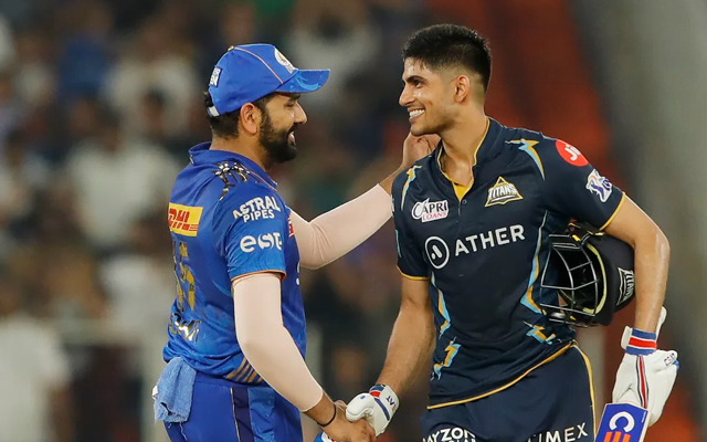 Rohit Sharma congratulating Shubman Gill for his knock