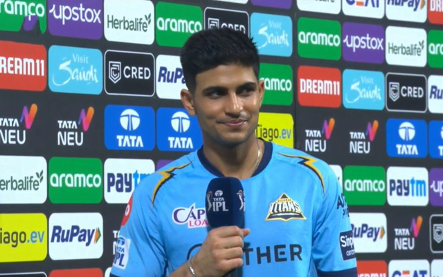Shubman Gill at the post-match presentation