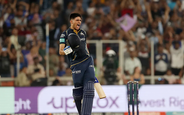 Shubman Gill celebrating his 100