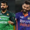 Shadab Khan and Virat Kohli