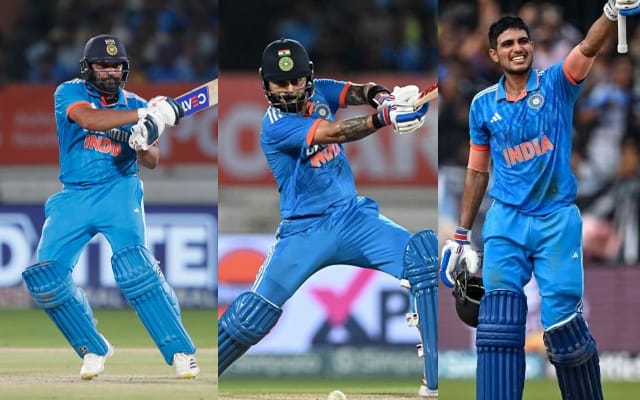 Shubman Gill, Rohit Sharma, and Virat Kohli