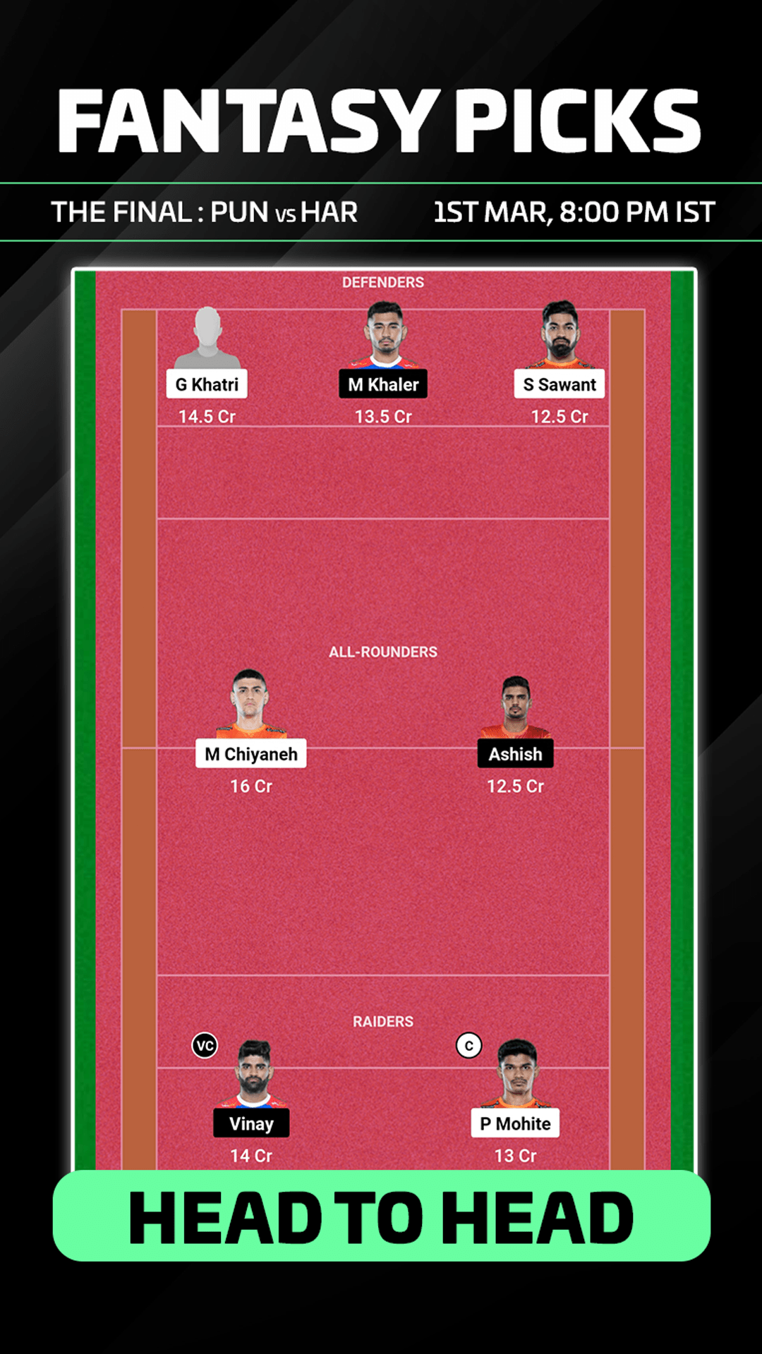 PUN vs HAR Dream11