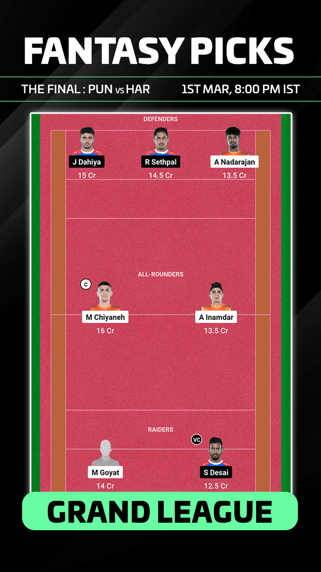 PUN vs HAR Dream11